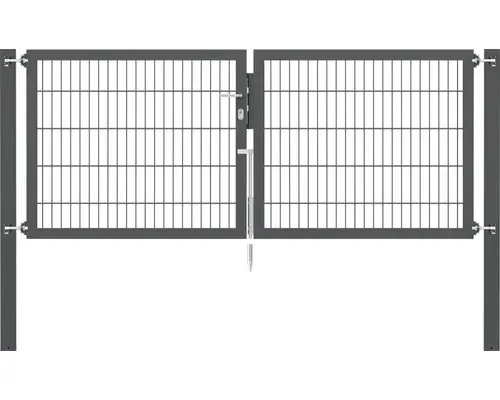 Stabgitter-Doppeltor ALBERTS Flexo Plus 8/6/8 250 x 100 cm inkl. Pfosten 8 x 8 cm anthrazit
