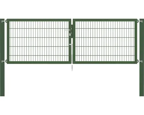 Stabgitter-Doppeltor ALBERTS Flexo Plus 8/6/8 300 x 100 cm inkl. Pfosten 8 x 8 cm grün