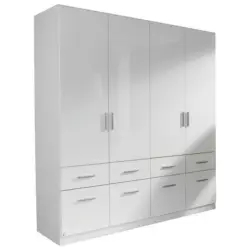 Drehtürenschrank in Weiß, Weiß Hochglanz