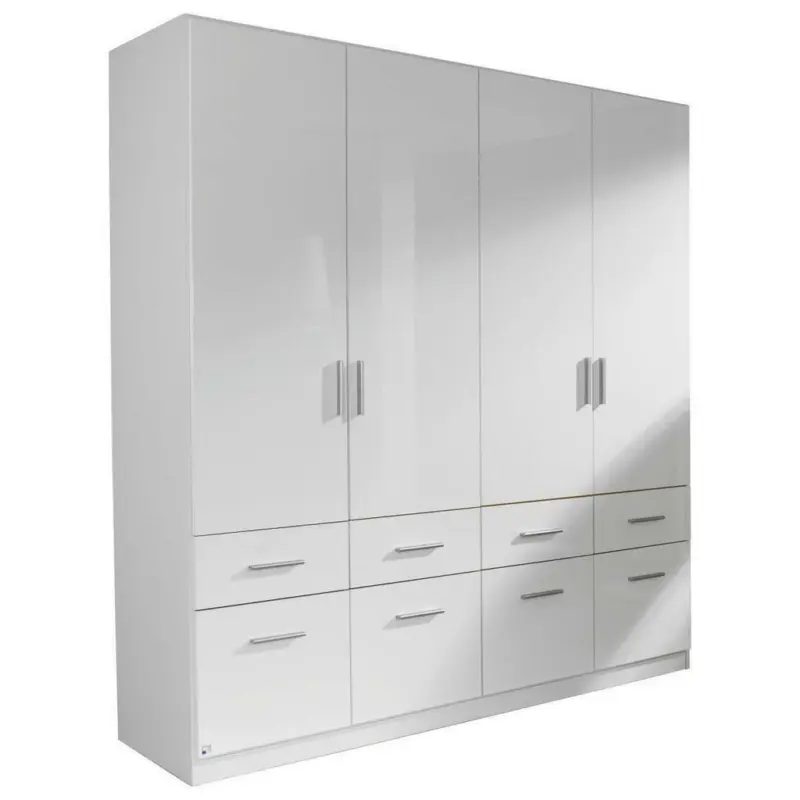 Drehtürenschrank in Weiß, Weiß Hochglanz