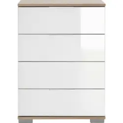 Nachtk&auml;stchen in Wei&szlig;, Eichefarben