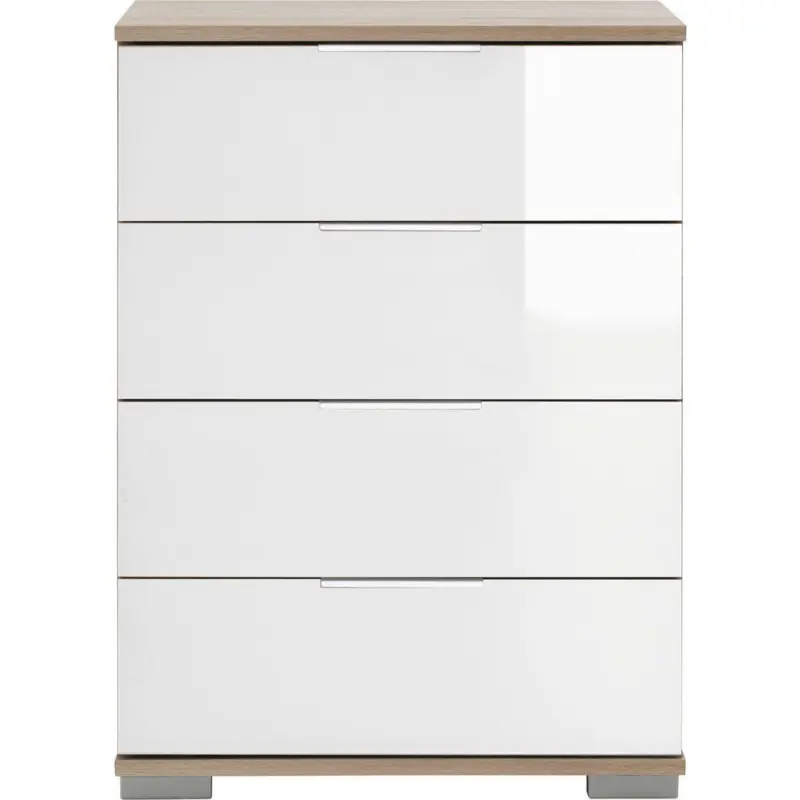 Nachtk&auml;stchen in Wei&szlig;, Eichefarben