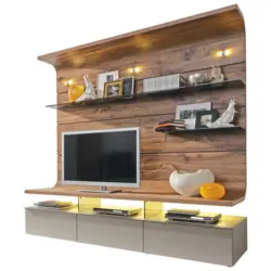 Wohnwand 195/187/41-56 cm in Grau, Eichefarben