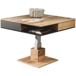 Couchtisch in Holz, Glas 90/90/38,3 cm