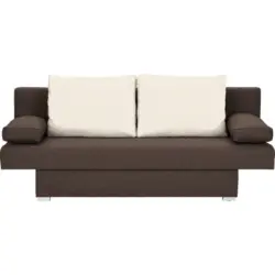 Schlafsofa in Webstoff Braun, Naturfarben
