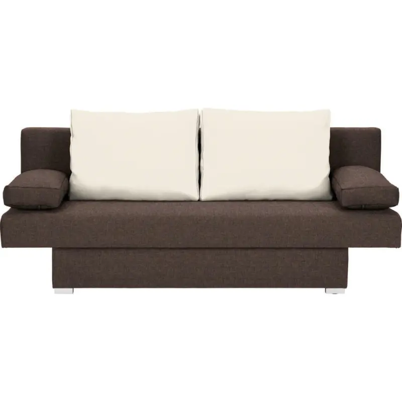 Schlafsofa in Webstoff Braun, Naturfarben