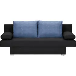 Schlafsofa in Webstoff Blau, Schwarz
