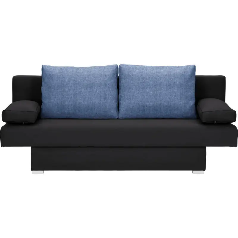Schlafsofa in Webstoff Blau, Schwarz