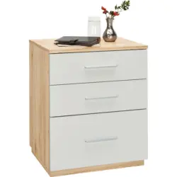 Nachtkästchen in Weiß, Eichefarben