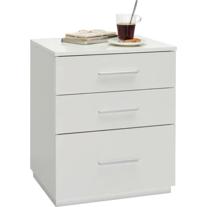 Nachtkästchen in Weiß Hochglanz