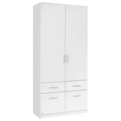 Drehtürenschrank in Weiß, Weiß Hochglanz