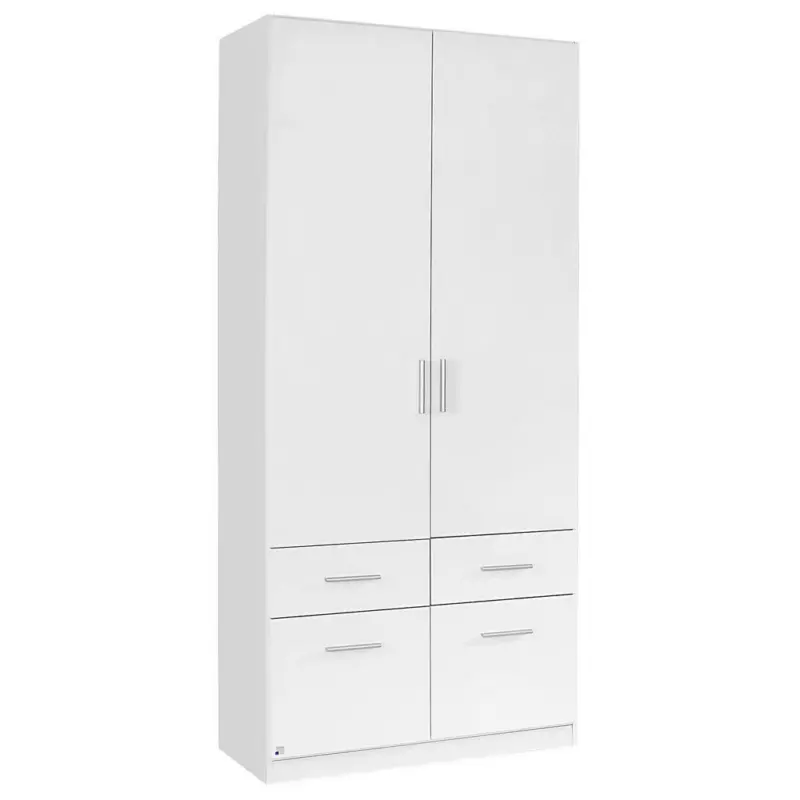 Drehtürenschrank in Weiß, Weiß Hochglanz