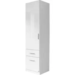 Drehtürenschrank in Weiß, Weiß Hochglanz