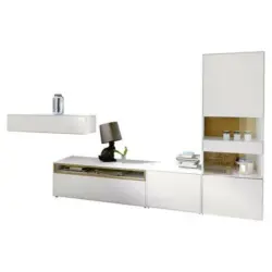 Wohnwand 340/181/45 cm in Weiß, Eichefarben