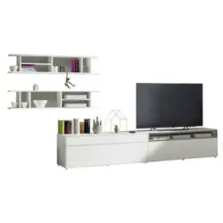 Wohnwand 334/162/44,8 cm in Grau, Weiß