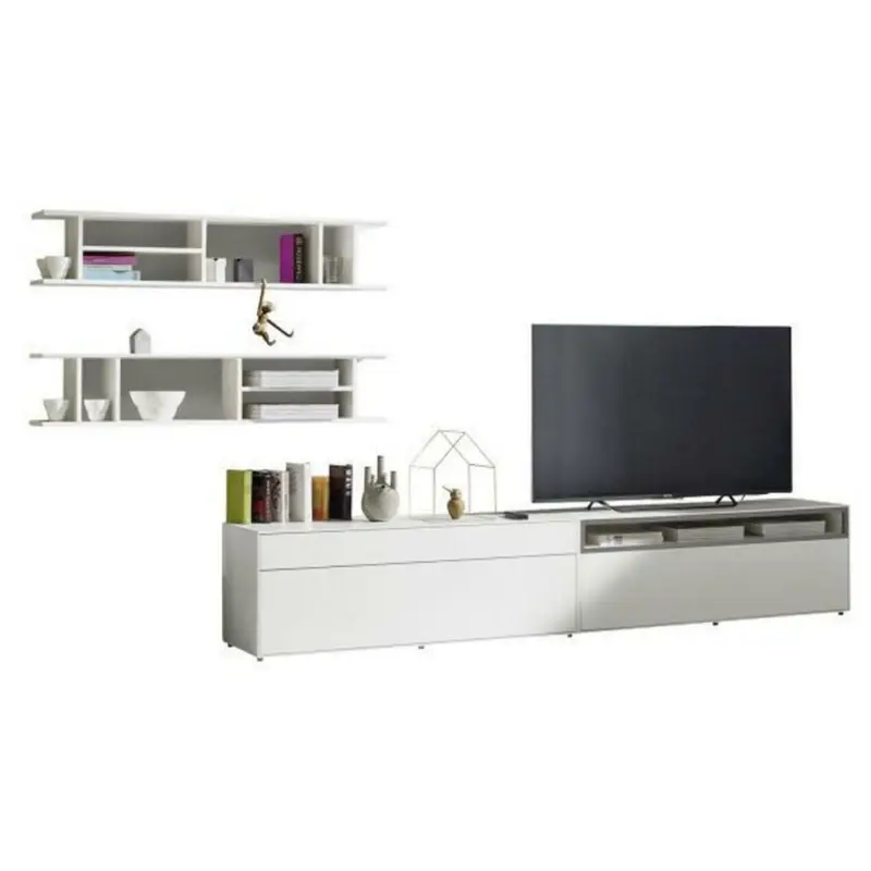 Wohnwand 334/162/44,8 cm in Grau, Weiß