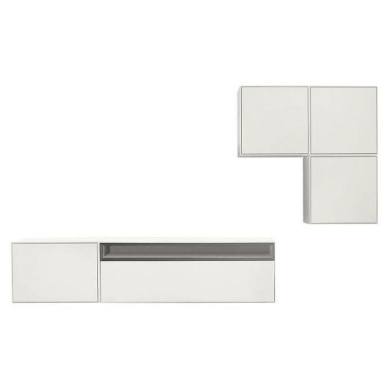 Wohnwand 270/160/44,8 cm in Grau, Weiß