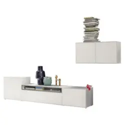 Wohnwand 308/156/44,8 cm in Grau, Weiß