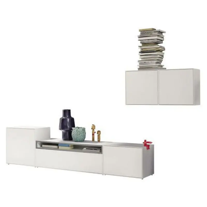 Wohnwand 308/156/44,8 cm in Grau, Weiß