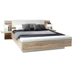 Bettanlage 180/200 cm in Weiß, Eichefarben