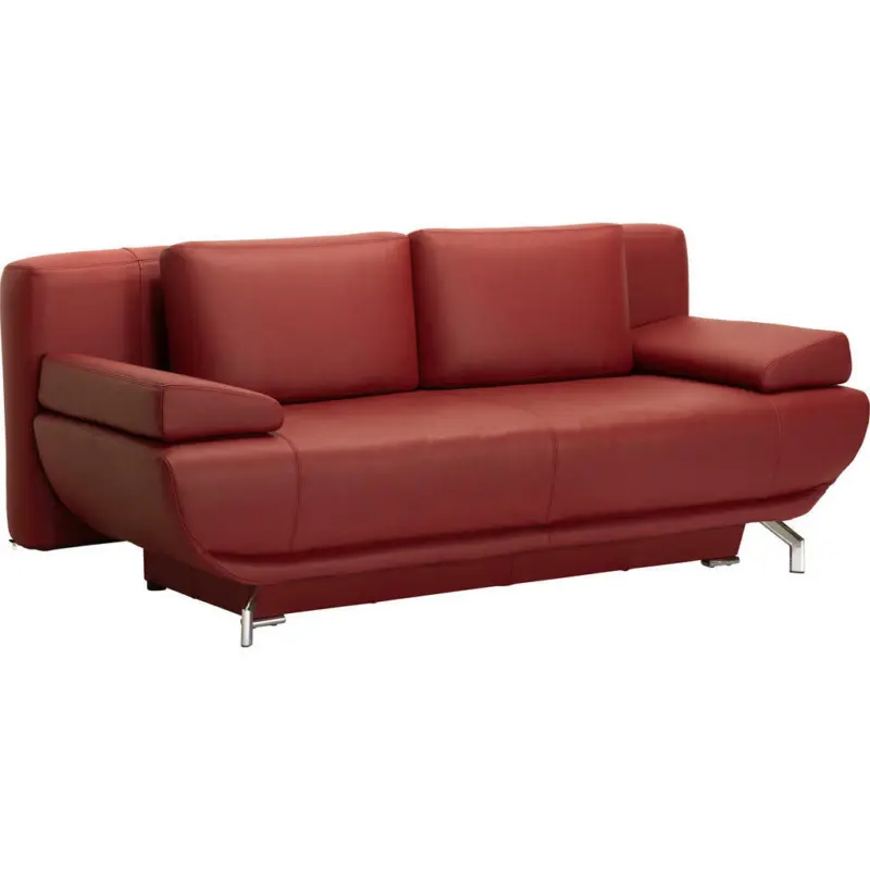 Schlafsofa in Echtleder Weinrot