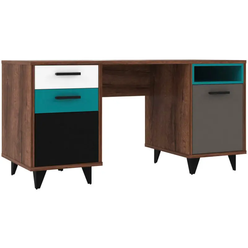 Schreibtisch 150/60/74 cm in Grau, Grün, Schwarz, Weiß, Eichefarben