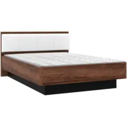 Bett 140/200 cm in Schwarz, Weiß, Eichefarben