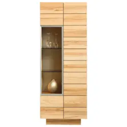 Vitrine in massiv, mehrschichtige Massivholzplatte (Tischlerplatte) Wildeiche Eichefarben