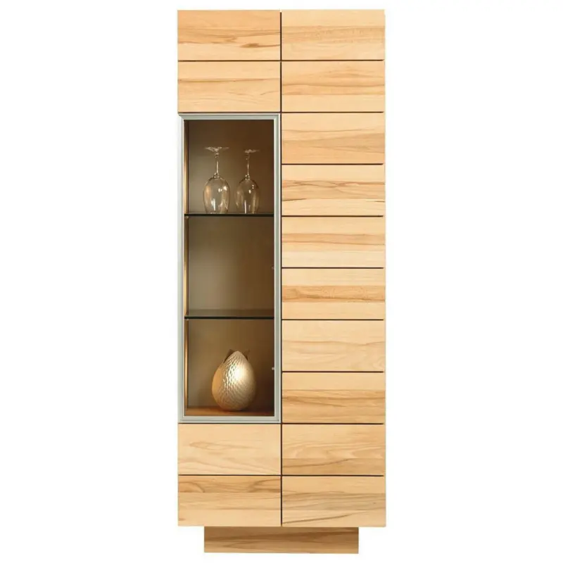 Vitrine in massiv, mehrschichtige Massivholzplatte (Tischlerplatte) Wildeiche Eichefarben