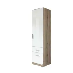 Drehtürenschrank in Weiß, Eichefarben