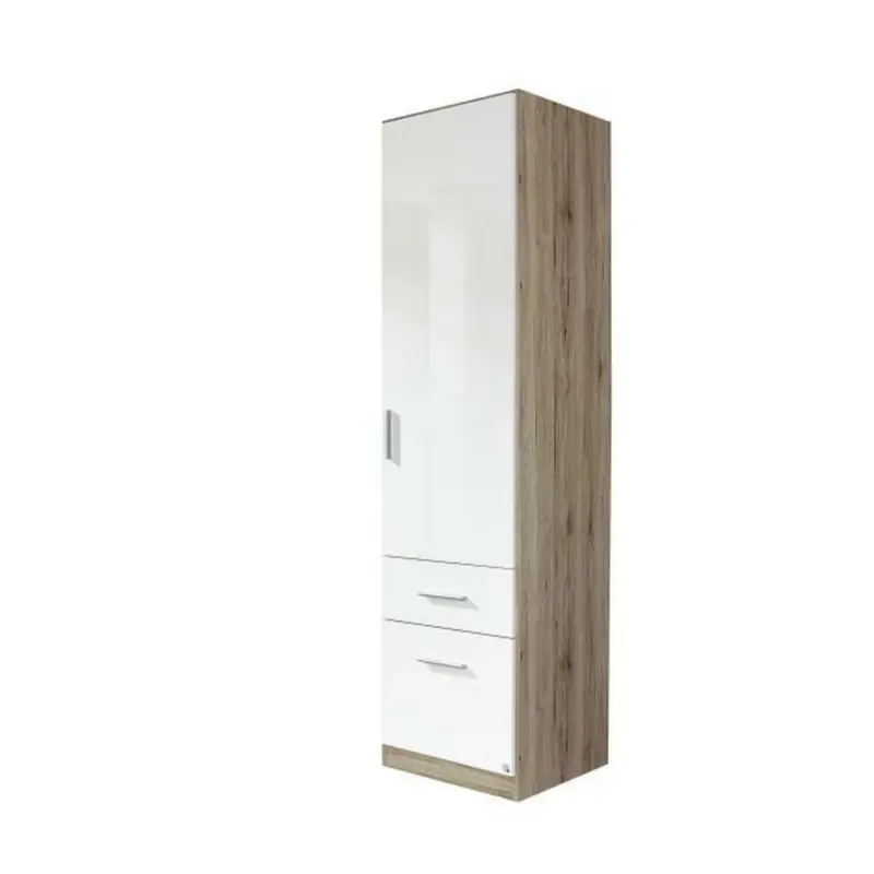 Drehtürenschrank in Weiß, Eichefarben