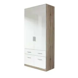 Drehtürenschrank in Weiß, Eichefarben