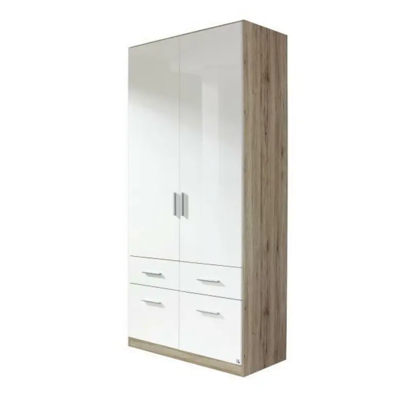 Drehtürenschrank in Weiß, Eichefarben