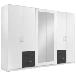 Drehtürenschrank in Graphitfarben, Weiß