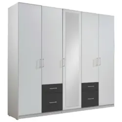 Drehtürenschrank in Graphitfarben, Weiß