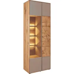 Vitrine in vollmassiv Kerneiche Eichefarben, Fango