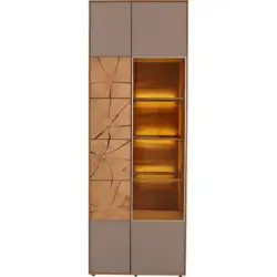 Vitrine in vollmassiv Kerneiche Eichefarben, Fango