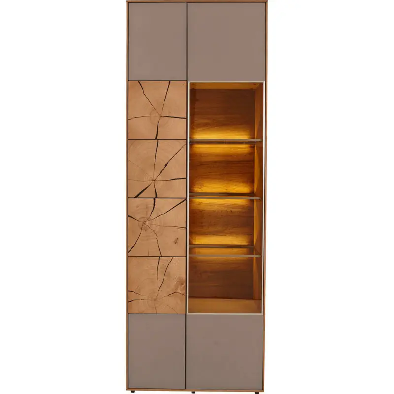 Vitrine in vollmassiv Kerneiche Eichefarben, Fango