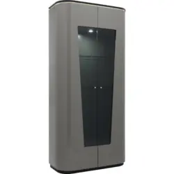 Vitrine in furniert Eiche Schwarz, Hellbraun