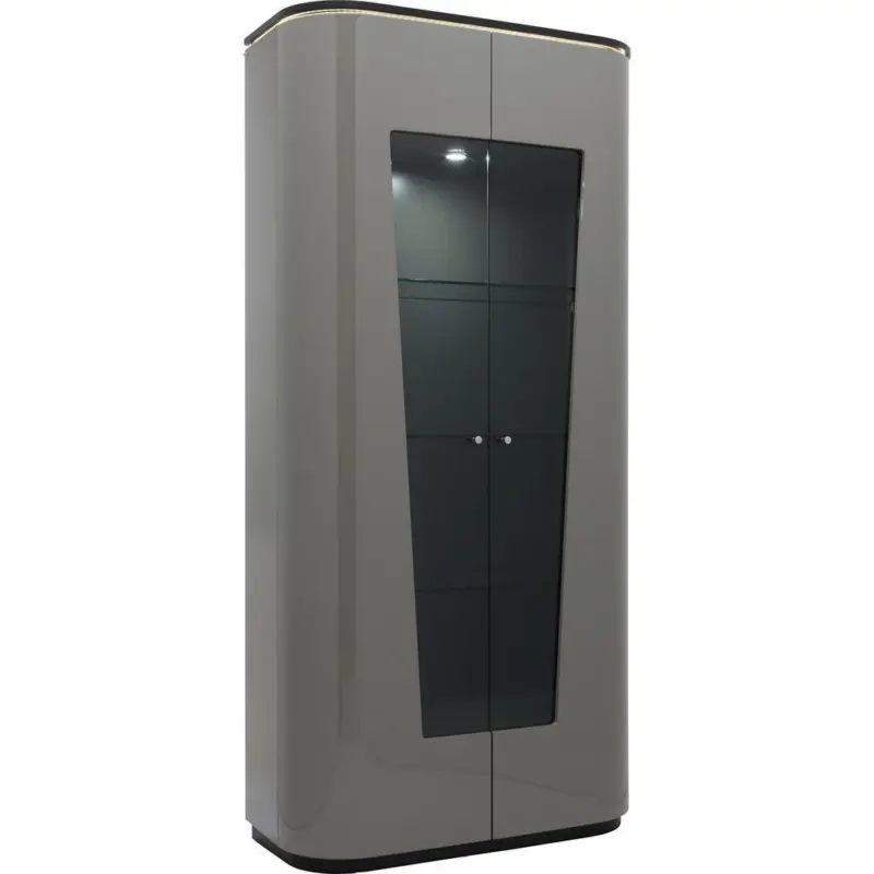 Vitrine in furniert Eiche Schwarz, Hellbraun
