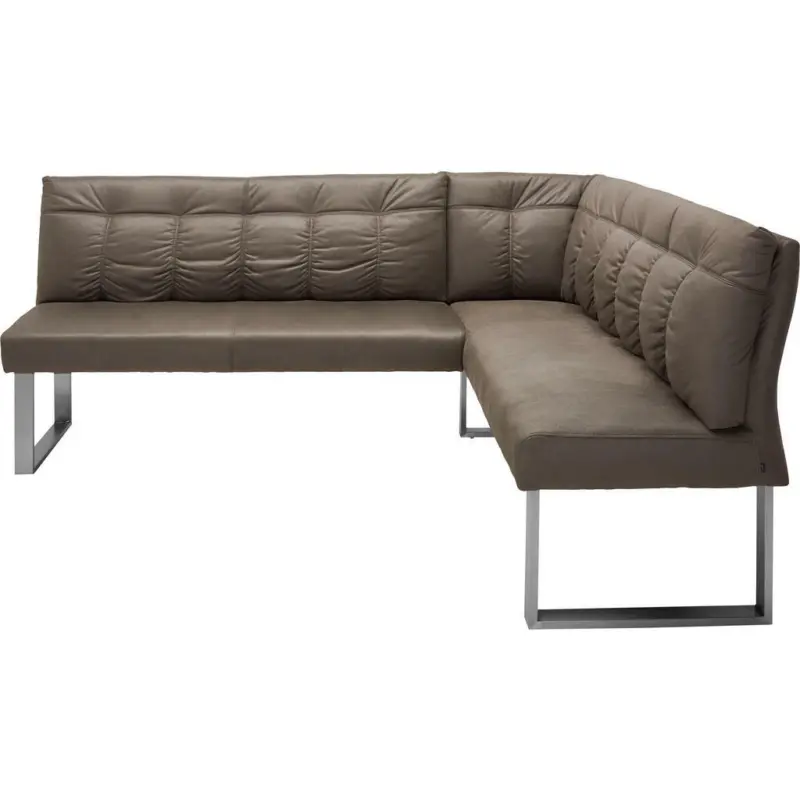 Eckbank 207/175 cm in Grau, Edelstahlfarben