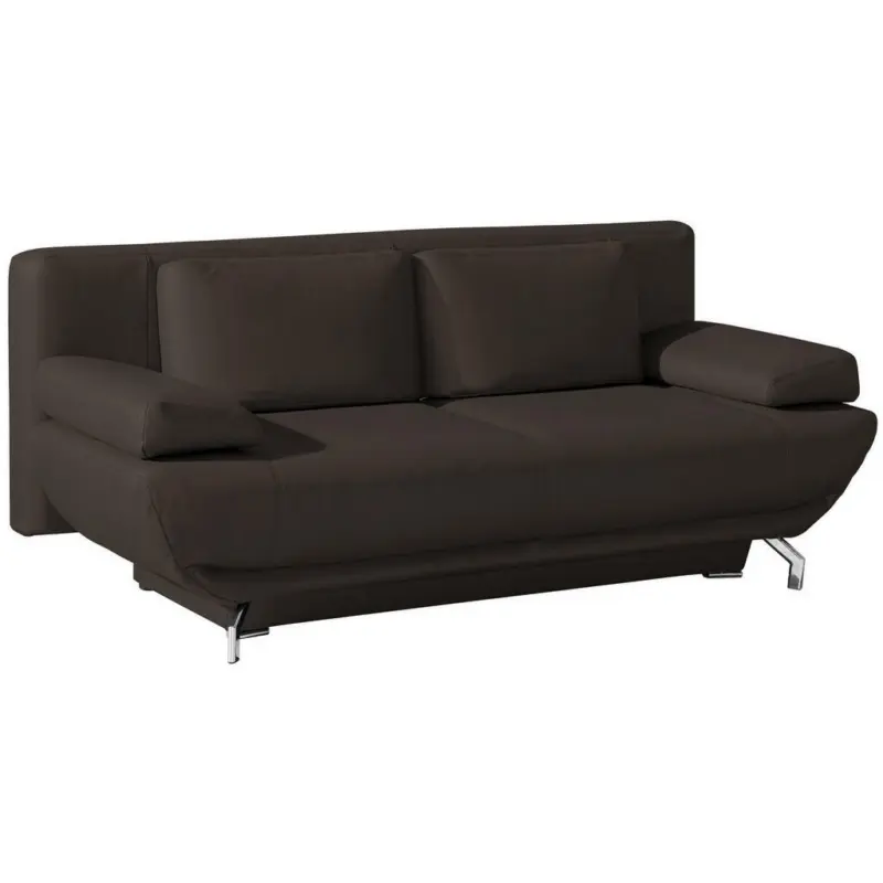 Schlafsofa in Echtleder Dunkelbraun