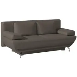 Schlafsofa in Echtleder Grau