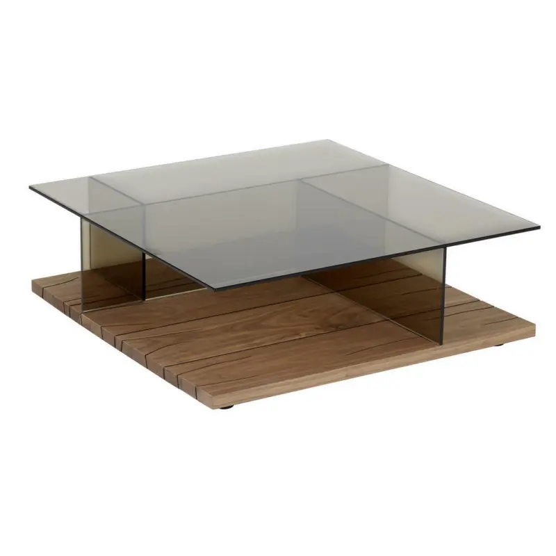 Couchtisch in Holz, Glas 80/80/26,4 cm