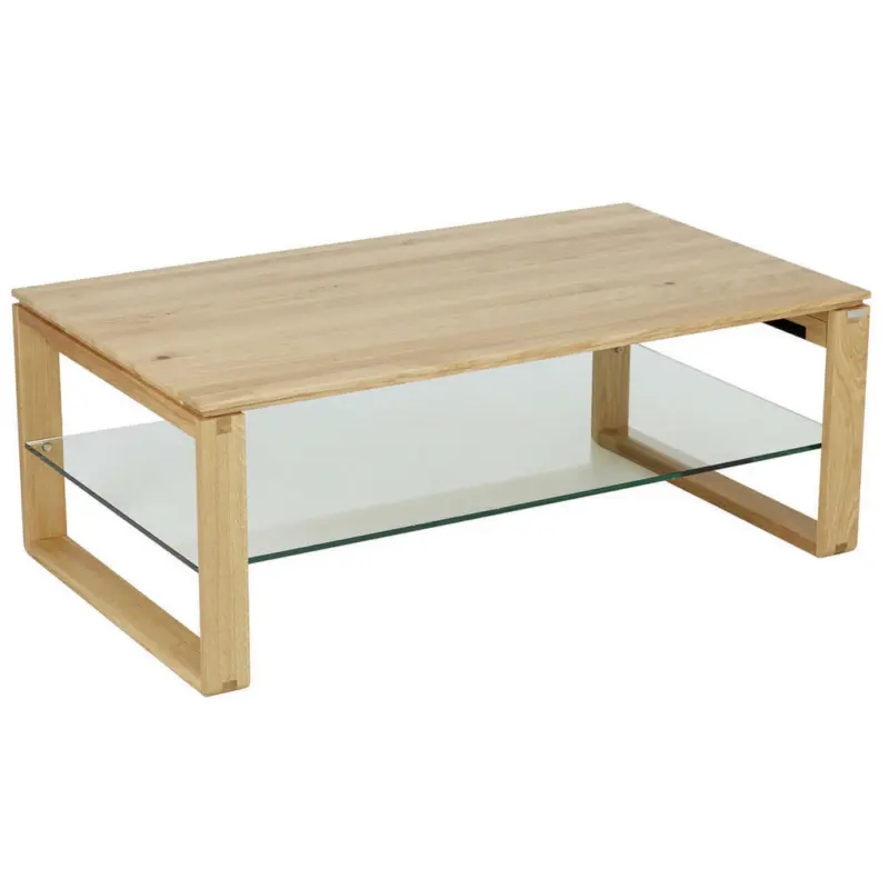 Couchtisch in Holz, Glas 120/70/45 cm