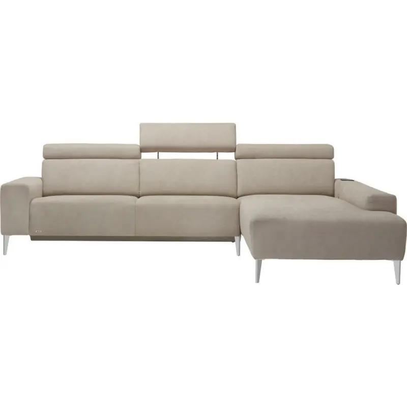 Ecksofa in Chenille Naturfarben