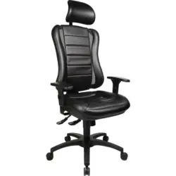 Chefsessel in Lederlook Schwarz, Alufarben