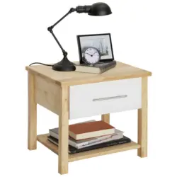 Nachtkästchen in vollmassiv Erle Weiß, Erlefarben