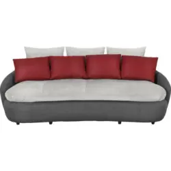 Megasofa in Flachgewebe Grau, Rot, Schwarz