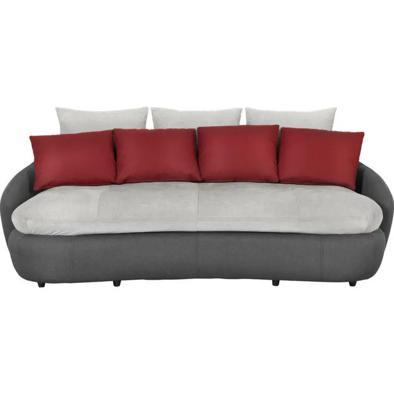 Megasofa in Flachgewebe Grau, Rot, Schwarz